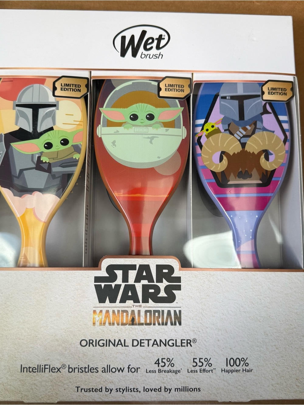 New Star Wars Mandalorian Original Detangler Set Wet Brush 3 Pack Baby Yoda
